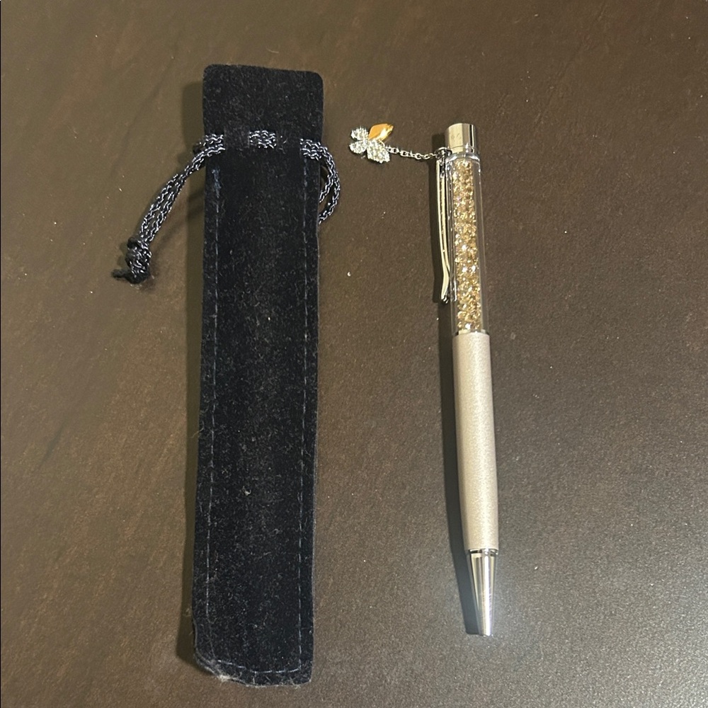 Swarovski rose Gold Crystal Pen with Silver Accents